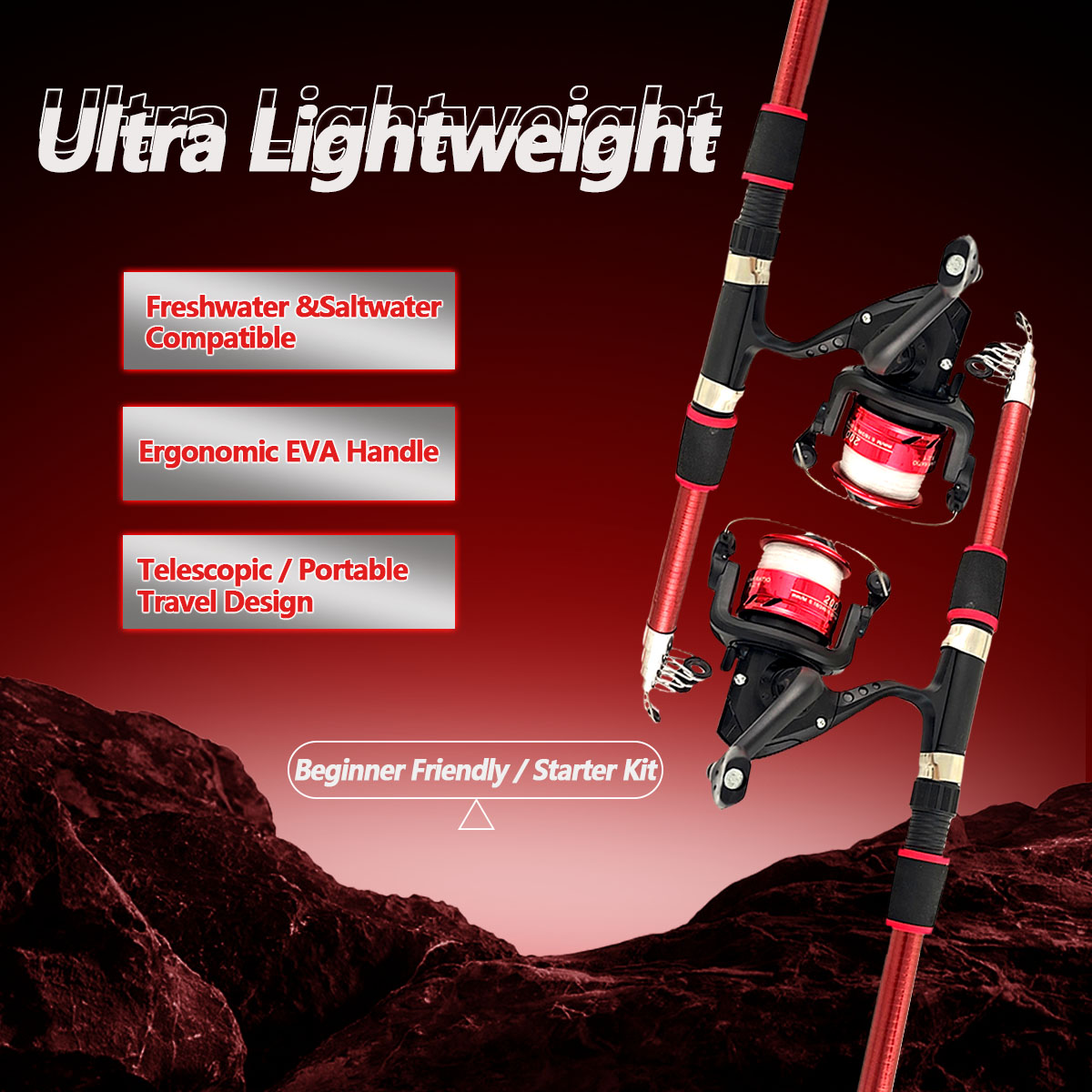 Saltwater Line - Set Canna da Pesca Telescopica 1,8M